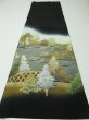 Photo6: 2T02z70 Japanese Kimono Silk Embroidery FABRIC Black Garden 48" (6)