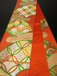 Photo5: 0715Y03z1070 Vintage Japanese Kimono Silk FUKURO OBI Orangered Jigami 160.6" (5)