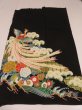 Photo6: 1M01z180 Japanese Kimono Silk  FABRIC Black Phoenix 40.9" (6)