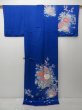 Photo8: 0819T01z950 Japanese Kimono Silk TSUKESAGE Blue Flower cart (8)