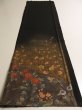 Photo6: 1F03z70 Japanese Kimono Silk Artist work FABRIC Black Flowers 46.5" (6)