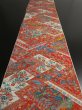 Photo5: 1L03z90 Japanese Kimono Silk  FABRIC Orangered Sensu, Flowers 55.1" (5)