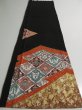 Photo6: 3C02z80 Japanese Kimono Silk  FABRIC Black Bird, Flower 46.5" (6)