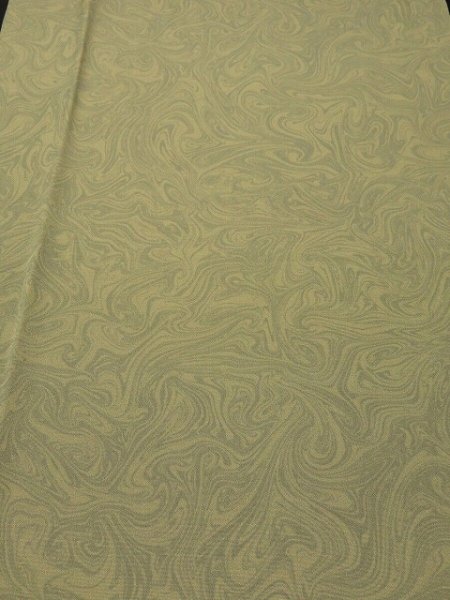 Photo1: 1S03z90 Japanese Kimono Silk  FABRIC Light olive, Light gray Suminagashi 66.9" (1)