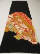 Photo5: 2U01z110 Vintage Japanese Kimono Silk  FABRIC Black Phoenix 51.2" (5)