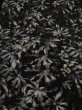 Photo1: 1C05z70 Vintage Japanese Kimono Silk  FABRIC Black Flower 49.6" (1)