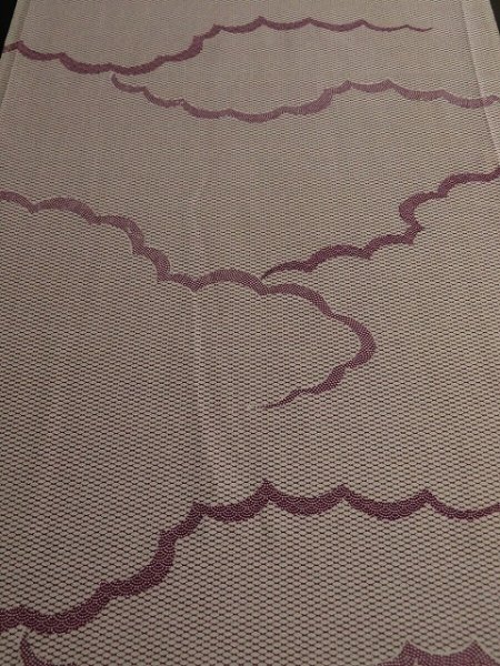 Photo1: 3A03z70 Japanese Kimono Silk  FABRIC Off-white Cloud 51.2" (1)