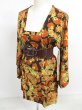 Photo9: 0828i10z530 Japanese Kimono Silk HAORI COAT One-piece dress Brown Flower (9)