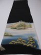 Photo5: 2i03z70 Japanese Kimono Silk Artist work FABRIC Black Scenery 46.5" (5)