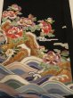 Photo1: 2L04z70 Japanese Kimono Silk Artist work FABRIC Black Wave 44.1" (1)