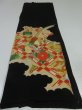 Photo6: 2E01z110 Vintage Japanese Kimono Silk  FABRIC Black Bird  45.7" (6)