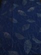 Photo1: 1C04z80 Vintage Japanese Kimono Silk  FABRIC Navy Leaves 48" (1)