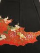 Photo2: 1T03z110 Vintage Japanese Kimono Silk  FABRIC Black Peony 46.5" (2)