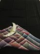 Photo1: 2Q01z230 Japanese Kimono Silk Artist work FABRIC Black Crane, Wave 46.5" (1)