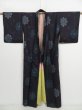 Photo9: 0909i05z550 Vintage Japanese Kimono Silk TSUMUGI Black-Dark purple (9)