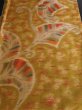 Photo1: 3H03z40 Vintage Japanese Kimono Silk MEISEN FABRIC Yellow ochre Leaf 55.9" (1)