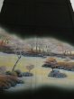 Photo1: 1F02z160 Japanese Kimono Silk Artist work FABRIC Black Scenery 51.2" (1)