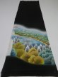 Photo6: 1G03z70 Japanese Kimono Silk  FABRIC Black Amanohashidate 47.2" (6)