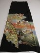 Photo6: 2M01z110 Japanese Kimono Silk  FABRIC Black Children 48" (6)