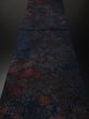 Photo5: 2D02z60 Japanese Kimono Crepe Silk  FABRIC Dark navy Flowers 41.7" (5)