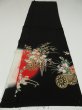 Photo6: 2N02z80 Japanese Kimono Silk  FABRIC Black Hanaguruma 52" (6)