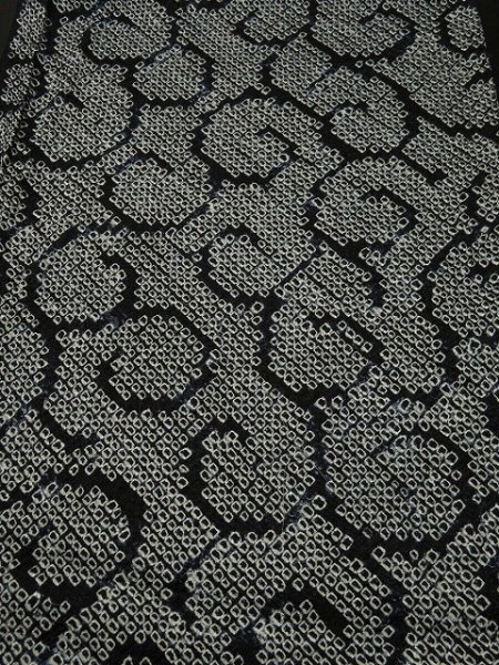 Photo1: 1Z04z40 Japanese Kimono Silk  FABRIC Black Shibori dyeing 40.2" (1)