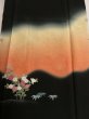 Photo1: 3Q04z70 Japanese Kimono Silk Artist work FABRIC Black Flower 42.5" (1)