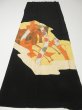 Photo5: 2G01z120 Japanese Kimono Silk  FABRIC Black Royal cart 47.2" (5)