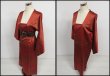 Photo1: 0826i01z430 Japanese Kimono Silk HAORI COAT One-piece dress Red-Brown (1)
