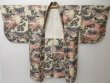 Photo6: 1709T01z410 Vintage Japanese Kimono Silk MEISEN HAORI Pine Peach-Beige (6)