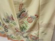 Photo4: 2204T09z850 Vintage Japanese Kimono Silk TSUKESAGE Flowers Light cream (4)