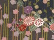 Photo6: 1622T06z980  Japanese Kimono Crepe Silk KOMON Flowers Dark gray (6)