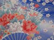 Photo8: 2029T04z910  Japanese Kimono Silk TSUKESAGE Flowers Oriental blue (8)