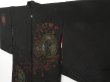 Photo2: 1622T04z480 Vintage Japanese Kimono Silk HAORI Dragon Black (2)