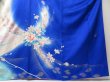 Photo6: 2008T03z1100  Japanese Kimono Silk FURISODE Flower Oriental blue (6)