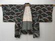 Photo5: 2106T04z530  Japanese Kimono Silk SHIBORI HAORI Wave Black (5)