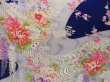 Photo7: 2206T08z1110  Japanese Kimono Silk FURISODE Peony Dark lavender blue (7)