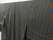 Photo3: 2010T07z930 Vintage Japanese Kimono Silk KOMON Stripe Black (3)