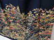 Photo4: 2109T03z940 Vintage Japanese Kimono Crepe Silk TSUKESAGE Flowers Dark navy (4)