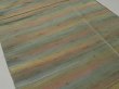 Photo2: 3i03z70  Japanese Kimono Silk  FABRIC Lateral stripes Green-Gray 62.2x13.8 (2)