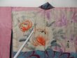 Photo9: 2010T02z430 Antique Japanese Kimono Silk LONG HAORI Flower Cyan blue (9)