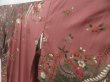 Photo2: 2206T10z1020  Japanese Kimono Silk TSUKESAGE Flowers Dark pink (2)