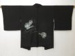 Photo1: 2107T09z530 Vintage Japanese Kimono Silk HAORI Mirror Black (1)