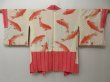 Photo6: 2127T10z630 Vintage Japanese Kimono Silk SHIBORI HAORI Flowers Red-Pink (6)