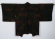 Photo1: 1011H02z530 Japanese Kimono Silk HAORI Dark brown-Dark green (1)