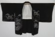 Photo5: 0616i06z620 Vintage Japanese Kimono Silk HAORI Black Scenery (5)