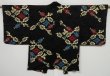 Photo2: 0604i09z450 Vintage Japanese Kimono Silk HAORI Black Flower (2)