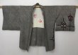 Photo5: 1126T02z440 Japanese Kimono Silk SHIBORI HAORI Black Flower (5)