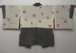 Photo6: 1126T02z440 Japanese Kimono Silk SHIBORI HAORI Black Flower (6)