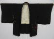 Photo6: 0617i03z540 Vintage Japanese Kimono Silk HAORI Black Flower Emboridery (6)